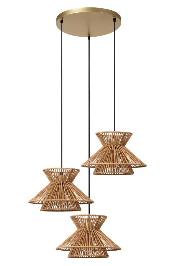 Lucide TASMAN - Pendant light - 3xE27 - Natural - turned off